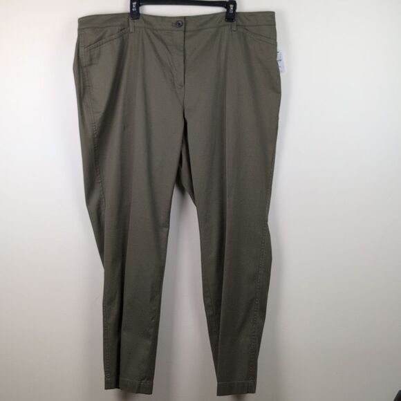 Talbots Plus Size Straight-Leg Chinos NWT Moss Green Size 20W - Picture 1 of 11